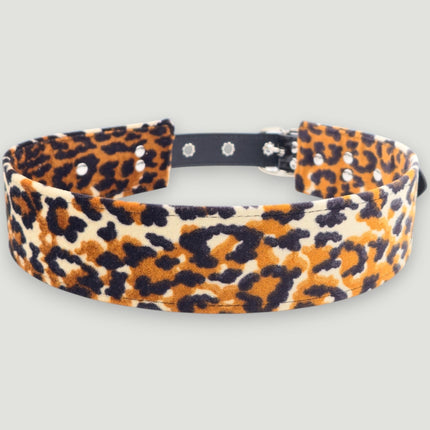 BT704L-LEATHER STRAPPED LEOPARD FUZZY FABRIC WAIST BELT