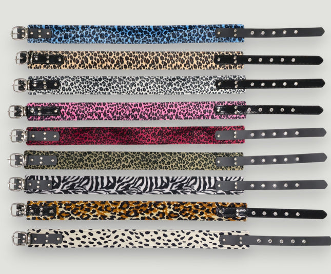 BT704L-LEATHER STRAPPED LEOPARD FUZZY FABRIC WAIST BELT