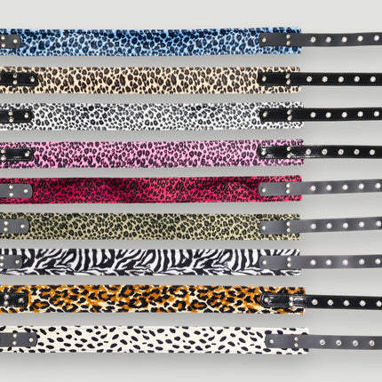 BT704L-LEATHER STRAPPED LEOPARD FUZZY FABRIC WAIST BELT