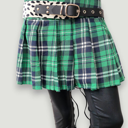 BT704L-LEATHER STRAPPED LEOPARD FUZZY FABRIC WAIST BELT