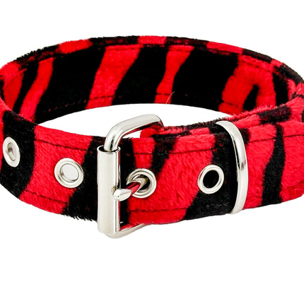 CK100 FUZZY LEOPARD PLAIN CHOKER