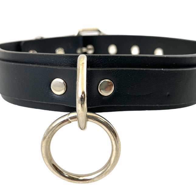 CK102VG VEGAN LEATHER   MEDIUM RING BONDAGE COLLAR