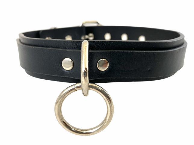 CK102VG VEGAN LEATHER   MEDIUM RING BONDAGE COLLAR