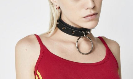 CK103SPIKE 1" SPIKE   LARGE RING BONDAGE CHOKER