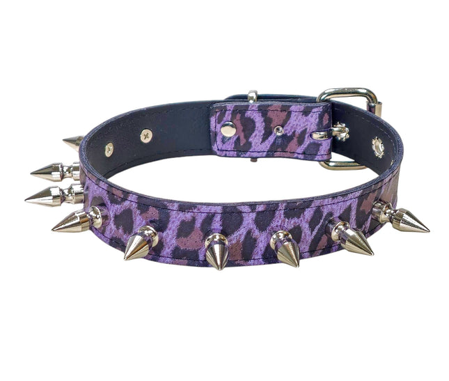 CK105L-CHEETAH 3/4" PLAIN GENUINE LEATHER LEOPARD CHEETAH 1" SPIKE