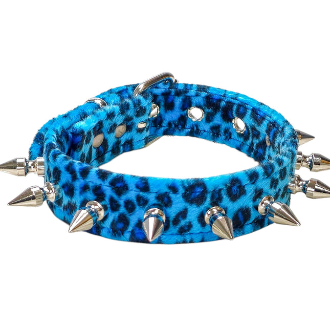 CK105LEOPARD  FUZZY LEOPARD  1" SPIKE CHOKER HANDMADE IN USA