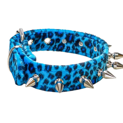 CK105LEOPARD  FUZZY LEOPARD  1" SPIKE CHOKER HANDMADE IN USA