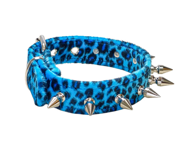 CK105LEOPARD  FUZZY LEOPARD  1" SPIKE CHOKER HANDMADE IN USA