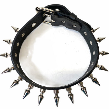 CK105VEGAN-BLK  1 1/4" VEGAN LEATHER CHOKER WITH 1" SPIKES