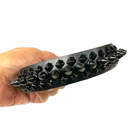 CK110 1/2" SPIKES 2 ROWS 1/4" DIAMOND STUDS COLLAR