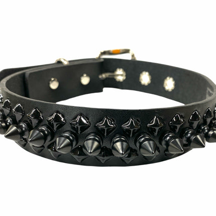 CK110 1/2" SPIKES 2 ROWS 1/4" DIAMOND STUDS COLLAR