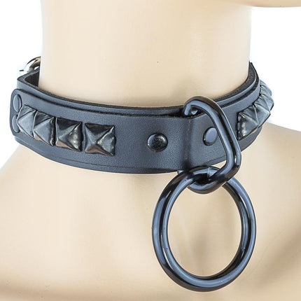 CK112  STUDDED BONDAGE CHOKER LARGE RING