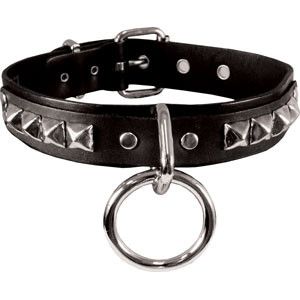 CK112  STUDDED BONDAGE CHOKER LARGE RING