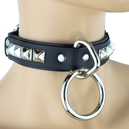 CK112  STUDDED BONDAGE CHOKER LARGE RING