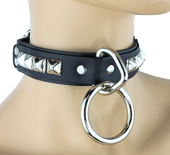 CK112  STUDDED BONDAGE CHOKER LARGE RING