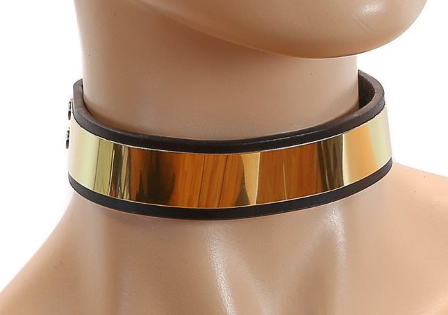 CK114MET-GLD CHOKER WITH METAL PLATE