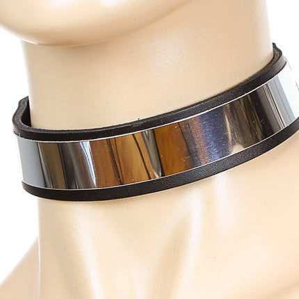 CK114MET-SIL   CHOKER WITH METAL PLATE
