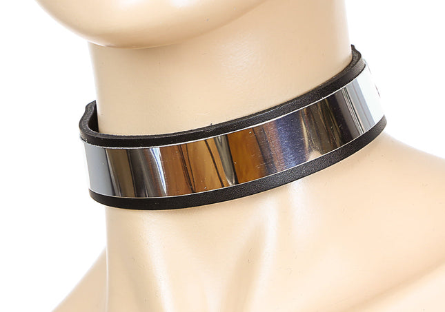 CK114MET-SIL   CHOKER WITH METAL PLATE