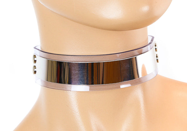 CK114VN-CLR   CLEAR VINYL CHOKER WITH METAL PLATE