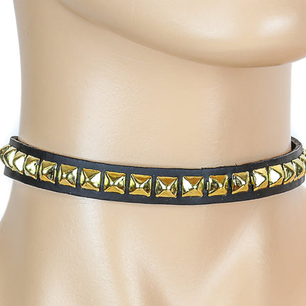 CK126  MINI PYRAMID SKINNY CHOKER LEATHER