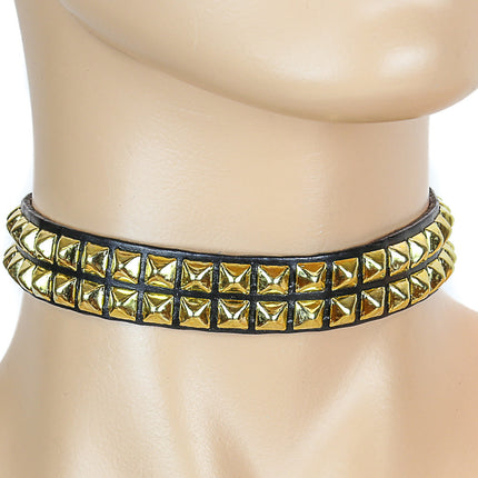 CK128  DOUBLE ROW MINI PYRAMID CHOKER