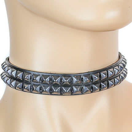 CK128  DOUBLE ROW MINI PYRAMID CHOKER