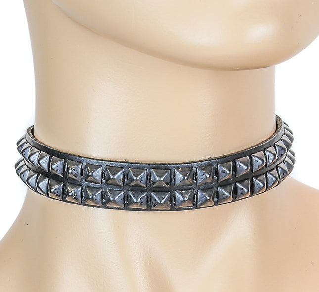 CK128  DOUBLE ROW MINI PYRAMID CHOKER