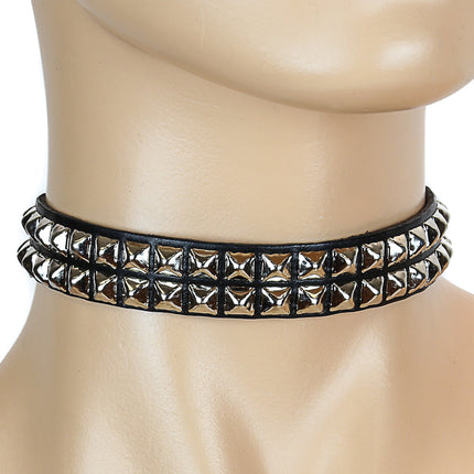 CK128  DOUBLE ROW MINI PYRAMID CHOKER