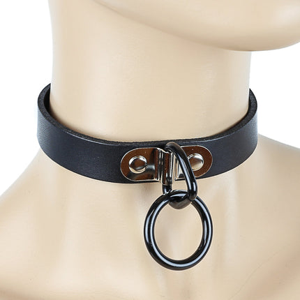 CK129  GENUINE LEATHER  3/4" BONDAGE CHOKER