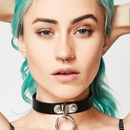 CK129  GENUINE LEATHER  3/4" BONDAGE CHOKER