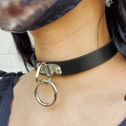CK129  GENUINE LEATHER  3/4" BONDAGE CHOKER