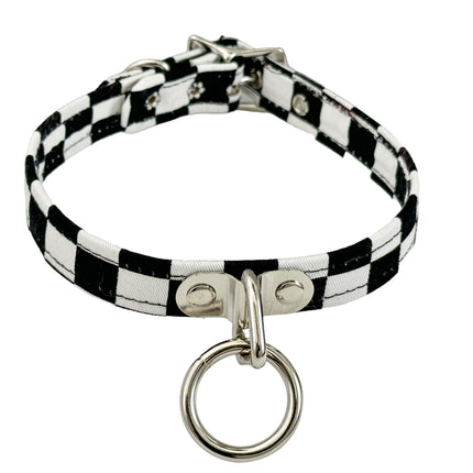 CK129 FABRIC CHECKERED BONDADE CHOKER 3/4" WIDE