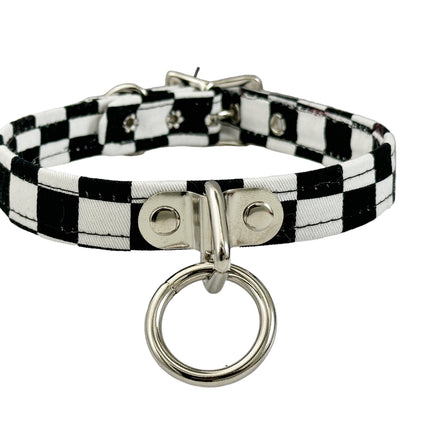 CK129 FABRIC CHECKERED BONDADE CHOKER 3/4" WIDE