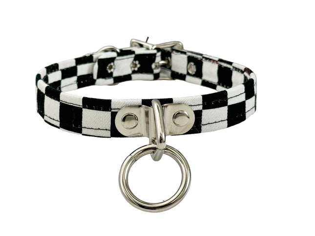CK129 FABRIC CHECKERED BONDADE CHOKER 3/4" WIDE