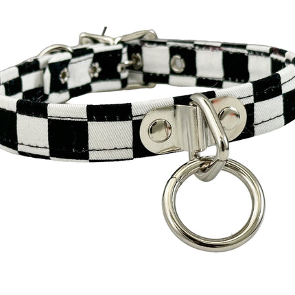 CK129 FABRIC CHECKERED BONDADE CHOKER 3/4" WIDE