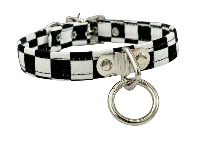 CK129 FABRIC CHECKERED BONDADE CHOKER 3/4" WIDE