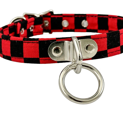 CK129 FABRIC CHECKERED BONDADE CHOKER 3/4" WIDE
