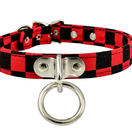 CK129 FABRIC CHECKERED BONDADE CHOKER 3/4" WIDE