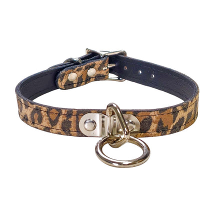 CK129L-CHEETAH GENUINE LEATHER LEOPARD BONDAGE COLLAR