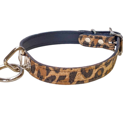 CK129L-CHEETAH GENUINE LEATHER LEOPARD BONDAGE COLLAR