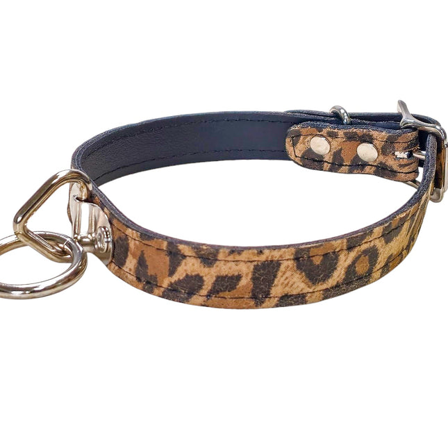 CK129L-CHEETAH GENUINE LEATHER LEOPARD BONDAGE COLLAR