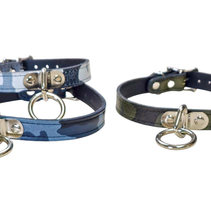 CK129L-CAMO GENUINE LEATHER CAMOUFLAGE  BONDAGE COLLAR
