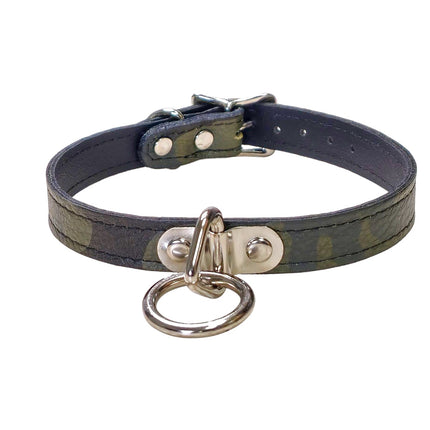 CK129L-CAMO GENUINE LEATHER CAMOUFLAGE  BONDAGE COLLAR