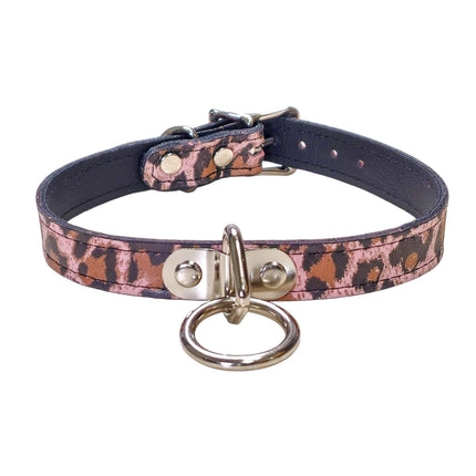 CK129L-CHEETAH GENUINE LEATHER LEOPARD BONDAGE COLLAR