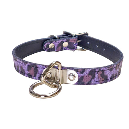 CK129L-CHEETAH GENUINE LEATHER LEOPARD BONDAGE COLLAR