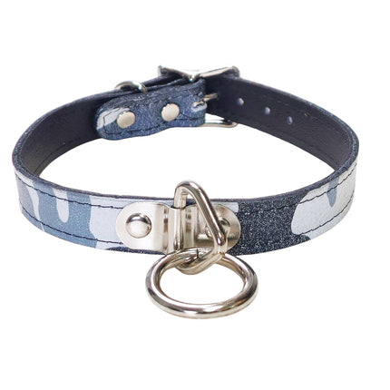 CK129L-CAMO GENUINE LEATHER CAMOUFLAGE  BONDAGE COLLAR