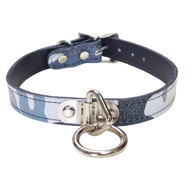 CK129L-CAMO GENUINE LEATHER CAMOUFLAGE  BONDAGE COLLAR
