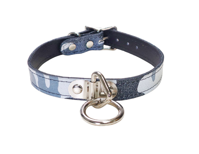 CK129LEATHER-CAMO GENUINE LEATHER CAMOUFLAGE  BONDAGE COLLAR