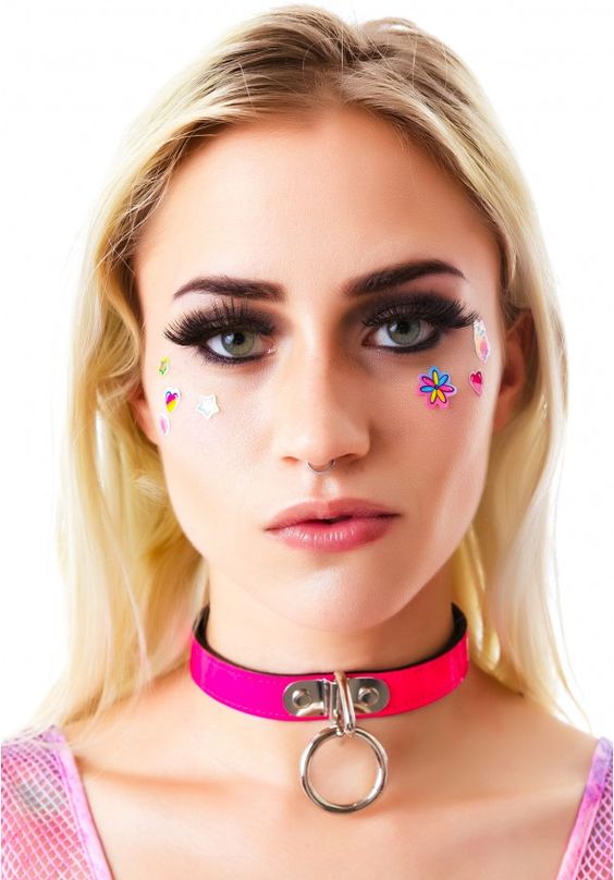 CK129  PATENT NEON BONDAGE CHOKER