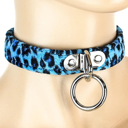CK129L  FUZZY LEOPARD BONDAGE CHOKER